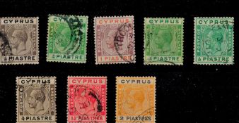 8 Stamps from Cyprus Pre 1928 On Stockcard. Good condition. We combine postage on multiple winning