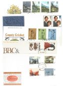 10 x First Day Covers including Sport, British Flowers, County Cricket, Turner. Good condition. We