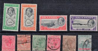 Ascension , Barbados , Bahamas 10 Old Stamps on Stockcard. Good condition. We combine postage on