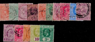 Ceylon 15 Old Stamps Pre 1936 On Stockcard. Good condition. We combine postage on multiple winning