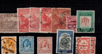 Pre 1936 Tasmania, Togo and Transjordan 13 Stamps. Good condition. We combine postage on multiple