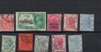 Grenada, Hong Kong Stockcard 10 Stamps. Good condition. We combine postage on multiple winning