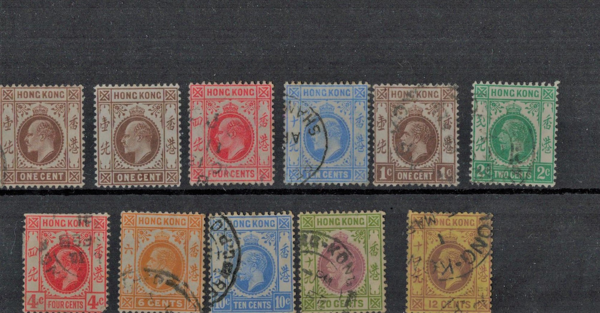 Hong Kong 11 Stamps EV II , GV On Stockcard. Good condition. We combine postage on multiple