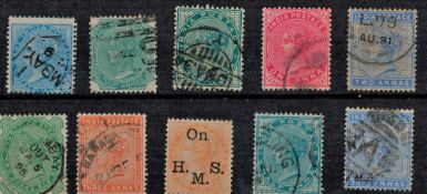 India Pre 1892 10 Stamps On Stockcard. Good condition. We combine postage on multiple winning lots