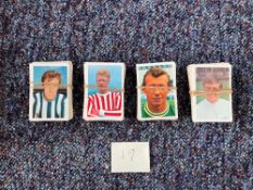 Labels with coloured photos of footballers mainly 1960's and 70's. Showing players from all clubs