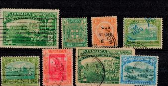 1921 Jamaica 8 Stamps On Stockcard. Good condition. We combine postage on multiple winning lots