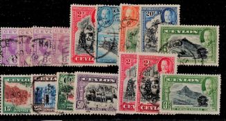 Ceylon 16 Stamps GV Pre 1936 On Stockcard. Good condition. We combine postage on multiple winning