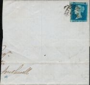 GB free font dated 5/4/1854. Letter with postmark and franked. 2nd blue imperf. Stamp catalogues.