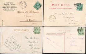 Postcard collection. 4 in total. All postmarked Jersey and Guernsey. Over 100 years old. Good.