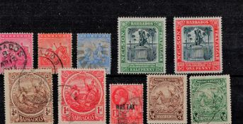 Barbados Stockcard with 10 Old Stamps. Good condition. We combine postage on multiple winning lots