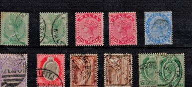 Pre 1904 Malta 11 Stamps On Stockcard. Good condition. We combine postage on multiple winning lots