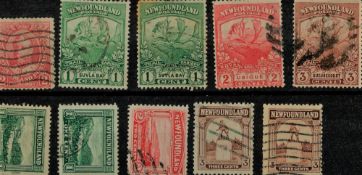 Newfoundland Pre 1936 10 Stamps On Stockcard. Good condition. We combine postage on multiple winning