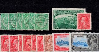 Jamaica Pre 1936 17 Stamps On Stockcard. Good condition. We combine postage on multiple winning lots