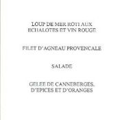 The Queen ER dinner menu from her Christmas visit to Sandringham House. Printed in French, as per