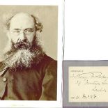 Anthony Trollope 5x3 signature piece includes signed page dated 1875 and a 8x6 vintage sepia