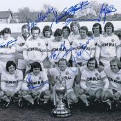 Autographed LEEDS UNITED 12 x 8 photo - B/W, depicting a wonderful image showing the 1974 First