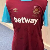West Ham United 2016 Squad Signed Shirt Over 20 Signatures On Shirt Inc. Andy Carroll, Alex Song,
