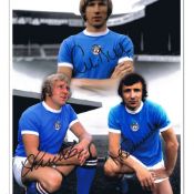 Autographed MANCHESTER CITY 16 x 12 Montage Edition - Colorized, depicting a superbly produced