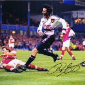 Autographed RYAN GIGGS 16 x 12 photo - Col, depicting an iconic moment for all Manchester United