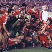 Autographed NOTTM FOREST 16 x 12 photo - Col, depicting Nottingham Forest players celebrating with