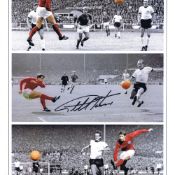Autographed GEOFF HURST 16 x 12 Montage Edition - Colorized, depicting a superbly produced montage