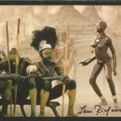 Leni Riefenstahl signed 6x4 Africa Nuba colour post card. Good condition. All autographs come with a