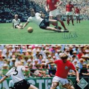 Autographed COLIN BELL 12 x 8 photos x 2 - Col, depicting England's COLIN BELL at full pace with the