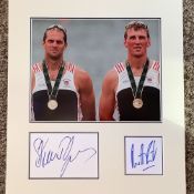 Steve Redgrave and Mathew Pinsent 14x12 approx mounted signature piece includes two signed album