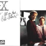 David Duchovny and Gillian Anderson signed 7x5 X Files promo photo signatures on reverse. Good