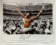 PELE Hand signed 20x16in size. Colourised Print. Limited Edition 74/100. Sporting Legends, Autograph