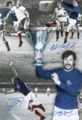 Autographed RANGERS 12 x 8 photo - Colorized, depicting a superbly produced montage of images