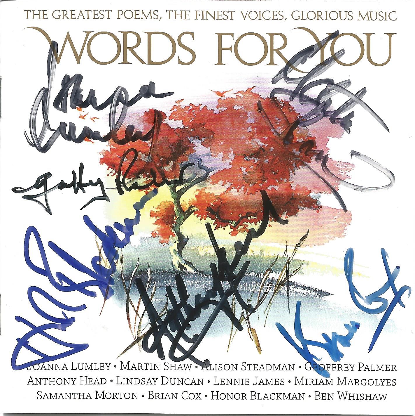 Words for You multi signed CD Sleeve 9 fantastic signatures includes Joanna Lumley, Martin Shaw ,