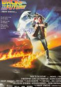 Michael J Fox Signed 38x27 Colour Back To The Future Movie Poster. Signed in Blue Marker Pen. A