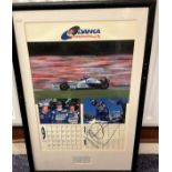 F1 Legend Pedro Diniz Personally Signed Danka Arrows Calendar Sheet at Silverstone in 1998. Set