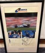 F1 Legend Pedro Diniz Personally Signed Danka Arrows Calendar Sheet at Silverstone in 1998. Set