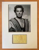 Actor Victor Mature Personally Signed Signature piece, with 10x8 Black and White photo, Mounted to