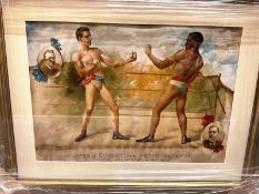 Rare Police Gazette Original Colour Boxing Poster of James Corbett Vs Peter Jackson on May 19th 1894