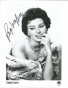 Sophia Loren signed 10x8 black and white photo. Sofia Costanza Brigida Villani Scicolone Dame