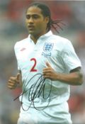 Glen Johnson signed England 12x8 colour photo. Glen McLeod Cooper Johnson (né Stephens; born 23