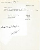 Anna Maria Alberghetti signed Expenses sheet dated March 24 1952 complete with vintage black and