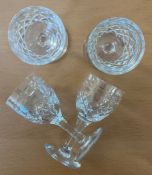 4 Vintage miniature port/brandy glasses. 90mm in height. No Chips or Cracks Present. Good Used