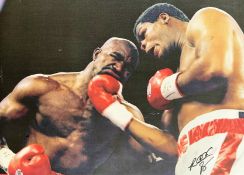 Boxer Riddick Bowe Personally Signed 32x24 Colour Canvas Print VS Evander Holyfield on 13th November