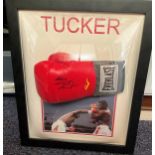 Boxing Legend Tony TNT Tucker Personally Signed Everlast 16oz Red Boxing Glove In Personalised Glove
