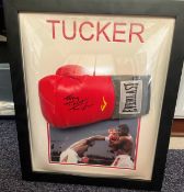 Boxing Legend Tony TNT Tucker Personally Signed Everlast 16oz Red Boxing Glove In Personalised Glove