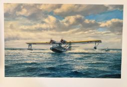 Roy Cross WW2 27x20 colour Print Titled Catalina Take Off. Unsigned Print. One minor crease on top