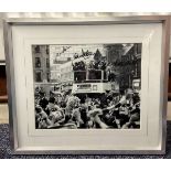 Football. Multi Signed Manchester United Legends Black and White Photo set in a silver effect