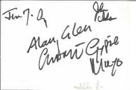 Yardbirds signed 6x4 white card five fantastic signatures includes Alan Glen , Gypie Mayo and