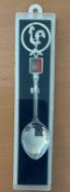 Portugal White metal, Enamel Collectors Spoon in plastic protective case with Portuguese flag and
