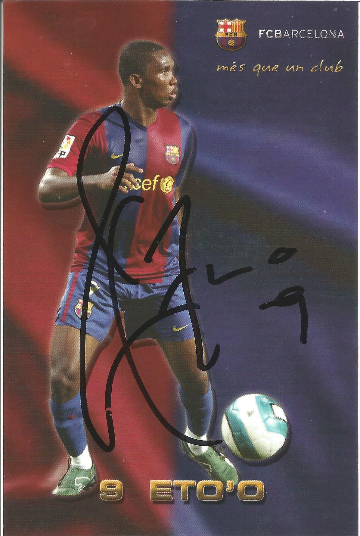 Samuel Etoo signed 6x4 Barcelona colour promo photo. Samuel Etoo Fils ( born 10 March 1981) is a