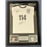 Football Steven Gerrard 33x23 signed mounted England No 114 commemorative FA 150 years shirt